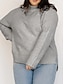 tanie Swetry-damski sweter pulowerowy w dużych rozmiarach sweter z golfem prążkowana dzianina poliester rozcięcie jesień zima regularny na zewnątrz wyjście weekendowe stylowy plus size na co dzień z długim
