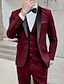 billiga Tuxedo kostymer-svart röd mörkgrå balkräkt för män bröllopsfest ceremoni smoking 3-delad sjalkrage enfärgad standardpassform enkelknäppt enknapps 2024