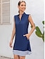 abordables Colección de diseñador-Mujer vestido de golf Azul Marino Sin Mangas Protección Solar Traje de tenis Rayas Ropa de golf para damas Ropa Trajes Ropa Ropa