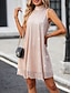 cheap Party Dresses-Women&#039;s Sequin Dress Party Dress Cocktail Dress Sequins Shimmer Stand Collar Sleeveless Midi Dress Silver Rose Gold Spring Winter