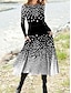 Χαμηλού Κόστους Print Φορέματα-Γυναικεία Καθημερινό φόρεμα Χειμερινό φόρεμα Φόρεμα σε γραμμή Α Ombre Τσέπη Στάμπα Στρογγυλή Ψηλή Λαιμόκοψη Μίντι φόρεμα Καθημερινά Διακοπές Μακρυμάνικο Φθινόπωρο Χειμώνας