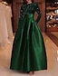 olcso Estélyi ruhák-egy vonalú estélyi ruha elegáns ruha piros zöld ruha esküvői vendég földig érő hosszú ujjú ékszer nyak szatén flitterrel 2024