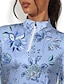 abordables Colección de diseñador-Mujer Camisas de polo Azul Manga Larga Protección Solar Camiseta Floral Otoño Invierno Ropa de golf para damas Ropa Trajes Ropa Ropa
