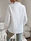رخيصةأون ملابس علوية أساسية للنساء-قميص بلوزة نسائي أسود أبيض وردي بلاشيهغ مخطط كشكش أزرار مناسب للبس اليومي موضة رقبة طوقية مرتفعة عادي S