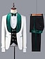 billige Tuxedo dragter-bordeaux kongeblå herre galladragter efterår bryllupsfest smoking jakkesæt 3-delt sjalkrave jacquard plus størrelse standard pasform enkeltradet en-knap 2024