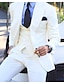 ieftine Costume-costume de nuntă alb pentru bărbați, colorate uni, 3 piese, zilnic business casual, plus mărime, la un singur piept, doi nasturi 2024