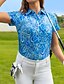 abordables Hauts pour Femmes-Femme T-shirt POLO Bleu Manche Courte Protection Solaire Top Cachemire Tenue de golf Vêtements Tenues Porter des vêtements