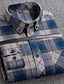cheap Men&#039;s  Overshirts-Men&#039;s Shirt Button Up Shirt Casual Shirt Plaid Shirt Overshirt Red Blue Brown Long Sleeve Plaid / Check Lapel Fall &amp; Winter Outdoor Daily Wear Clothing Apparel Front Pocket