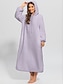 preiswerte Damen Nachthemden und Sleepshirts-Damen Loungewear Nachthemd Kleid reine Farbe lässig bequem weich zu Hause täglich ausgehen Korallenfleece Korallensamt warmer Kapuzenpullover lange Ärmel Herbst Winter Home Outfits