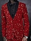 cheap Blazer&amp;Jacket-Men&#039;s Fashion Disco Sequin Blazer Jacket Pattern Regular Plus Size Single Breasted One-button Red 2024