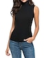 ieftine Bluze &amp; Camisole Damă-Pentru femei Bluză Simplu Casual Modă Fără manșon Gât Înalt Negru Primavara vara