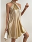 Χαμηλού Κόστους Πάρτι Φορέματα-Γυναικεία Φόρεμα για πάρτυ Μεταλλικό Φόρεμα Λάμψη Λαιμός Αμάνικο Μίνι φόρεμα Γενέθλια Διακοπές Ασημί Χρυσό Άνοιξη Χειμώνας