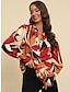 cheap Designer Tops-Women&#039;s V-Neck Streetwear Blouse with Leaf Print