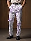 Недорогие мужские классические брюки с 3D-принтом-Геометрия Деловые Абстракция Муж. 3D печать Костюм Брюки на открытом воздухе На каждый день Уличная одежда Полиэстер Черный Белый Синий S M L Нормальная Эластичность Брюки