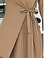 abordables Vestidos de fiesta-Mujer Vestido de Fiesta Vestido Cóctel Vestido ajustado Acordonado Plisado Cuello Camisero Manga Larga Mini vestido Oficina Cumpleaños Negro Caqui Primavera Invierno