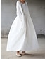 Недорогие простые платья-Жен. Белое платье длинное платье платье макси Хлопок Карман Отпуск Уличный стиль Классический Квадратный вырез Длинный рукав Черный Белый Красный Цвет