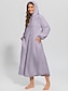 preiswerte Damen Nachthemden und Sleepshirts-Damen Loungewear Nachthemd Kleid reine Farbe lässig bequem weich zu Hause täglich ausgehen Korallenfleece Korallensamt warmer Kapuzenpullover lange Ärmel Herbst Winter Home Outfits