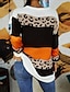 billiga Huvtröjor och tröjor till damer-Dam Tröja Leopard Färgblock Ledigt Sport Mönster Gul Vin Orange Aktiv Sportkläder Rund hals Långärmad Topp Microelastisk Höst vinter