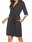 cheap Women&#039;s Robes-Women&#039;s Pajamas Robe Bathrobe Pure Color Simple Casual Comfort Home Daily Bed Cotton Spandex Jersey Breathable V Wire Fall Winter Black Navy Blue