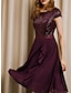 cheap Party Dress-Women&#039;s Sequin Dress Party Dress Cocktail Dress Midi Dress Purple Short Sleeve Plain Pure Color Sequins Ruffle Zipper Spring Fall Winter Round Neck Fashion Party Modern Wedding Guest Vacation 2023 S