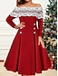 Χαμηλού Κόστους Πάρτι Φορέματα-Γυναικεία Φόρεμα για πάρτυ Κοκτέιλ Φόρεμα κόκκινο φόρεμα Δαντέλα Κουρελού Ώμοι Έξω Μισό μανίκι Μίντι φόρεμα Χριστούγεννα Ρουμπίνι Άνοιξη Χειμώνας