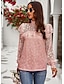 cheap Basic Women&#039;s Tops-Women&#039;s Boho Shirt Lace Shirt Going Out Tops Blouse Plain Sexy Flower Lace Party Holiday Going out Fashion Romantic Sexy Lantern Sleeve Long Sleeve Turtleneck High Neck White Spring &amp; Fall
