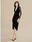 cheap Party Dress-Women&#039;s Velvet Dress Party Dress Lace Dress Midi Dress Black Long Sleeve Pure Color Lace Ruched Patchwork Spring Fall Winter V Neck Fashion Party Modern Winter Dress Christmas Wedding Guest 2023 S M L