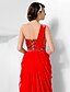 olcso Aftenkjoler-Sheath / Column Sparkle &amp; Shine Dress Prom Formal Evening Floor Length Sleeveless One Shoulder Chiffon with Beading Draping 2023