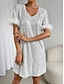 preiswerte Paillettenkleid-Damen Weißes Kleid Paillettenkleid abendkleider Pailletten Glanz V Ausschnitt Kurzarm Minikleid Urlaub Ausgefallene Weiß Frühling Winter