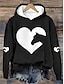 preiswerte Kapuzenpullover &amp; Sweatshirts für Damen-Damen Hoodie Sweatshirt Kapuze Zur Seite fahren Herz Graphic Tier Valentinstag Casual Bedruckt Schwarz Rote Blau Aktiv Sportbekleidung Mit Kapuze Langarm Oberteil Mikro-elastisch Herbst Winter