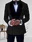 economico Completi-abiti da ballo da uomo argento nero rosa antico abiti scintillanti tinta unita 2 pezzi su misura monopetto con un bottone 2024