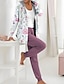 cheap Women&#039;s Two Piece Sets-Women&#039;s Hoodie Tracksuit Pants Sets Floral Drawstring Print Outdoor Casual Active Daily Long Sleeve Hooded White Fall &amp; Winter