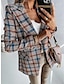 preiswerte Blazer für Damen-Damen Blazer Sakko Outdoor Bedruckt Plaid warm halten Modisch Regular Fit Oberbekleidung Langarm Herbst Schwarz S