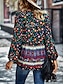 cheap Basic Women&#039;s Tops-Women&#039;s Shirt Boho Shirt Lace Shirt Blouse Floral Casual Holiday Lace up Print Red Long Sleeve Fashion V Neck Spring &amp;  Fall