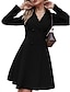 cheap Party Dresses-Women&#039;s Party Dress Cocktail Dress Shirt Collar Long Sleeve Midi Dress Office Formal Black Blue Winter