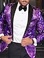 levne Sako a bunda-pánské módní disco flitrové sako vzor nadrozměrné velikosti regular přizpůsobený střih jednořadý jednořadý na jeden knoflík vínová fialová 2024