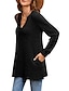 ieftine Bluze &amp; Cămăși Damă-Pentru femei Cămașă Bluză Simplu Buzunar Casual Modă Manșon Lung În V Negru Primăvara &amp; toamnă