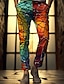 tanie męskie spodnie wizytowe z nadrukiem 3D-Kolorowy blok Kolorowy Szkło Biznes Abstrakcja Męskie Druk 3D Garnitury Spodnie Na zewnątrz Dzienne zużycie Streetwear Poliester Czerwony Niebieski Fioletowy S M L Średia talia Elastyczność Spodnie