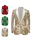 voordelige Blazer &amp; Jas-heren feest pailletten blazer retro jaren &#039;70 disco blazer sprankelend elegant jasje champagne rood groen 2024