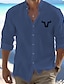 cheap Men&#039;s Printed Shirts-Dallas Cowboys Casual Men&#039;s Shirt Linen Shirt Button Up Shirt Outdoor Daily Wear Vacation Spring &amp;  Fall Standing Collar Long Sleeve Black, White, Dark Blue S, M, L Linen Cotton Blend Shirt