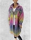 tanie Kardigany-damski sweter sweter sweter szydełkowy dzianina kieszeń dzianinowy kolor gradient koszula kołnierz stylowy casual outdoor codzienny jesień zima fioletowy 2xl