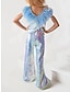 Χαμηλού Κόστους Λουλουδάτα φορέματα για κορίτσια-Ολόσωμη φόρμα Ουρά Φόρεμα για Κοριτσάκι Λουλουδιών Γενέθλια Κορίτσια Χαριτωμένο φόρεμα χορού Σιφόν με Φτερά / Γούνα Γκλίτερ και λάμψη Κατάλληλο 3-16 ετών