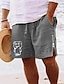 cheap Men&#039;s Shorts-Men&#039;s Cartoon Bear Shorts Summer Shorts Beach Shorts Mid Waist Hawaiian Casual Daily Holiday Going out Zipper Drawstring Elastic Waist Designer Clothing Apparel