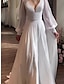 abordables Robes de Mariée-Robes de mariée simples robes de mariée a-ligne épaules dénudées manches thé longueur robes de mariée en satin avec plis couleur unie 2024