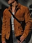 cheap Men&#039;s Jackets &amp; Coats-Men&#039;s Lightweight Jacket Biker Jacket Suede Jacket Outdoor Daily Wear Warm Pocket Fall Winter Plain Fashion Streetwear Lapel Regular Brown Jacket