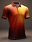 cheap Men&#039;s Button Up Polos-Plaid Gradient Ramp Men&#039;s Casual 3D Print Golf Polo Outdoor Daily Wear Streetwear Polyester Short Sleeve Turndown Polo Shirts Yellow Purple Spring &amp; Summer S M L Micro-elastic Lapel Polo