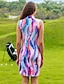 billiga Kvinnors golfkläder-Dam golfklänning Blå Ärmlös Solskydd Tennis outfit Knytbatik Golfkläder för damer Kläder Outfits Bär kläder