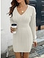 Χαμηλού Κόστους Μάλλινα φορέματα-Γυναικεία Φόρεμα πουλόβερ Φόρεμα Jumper Χειμερινό φόρεμα Μίνι φόρεμα Μοντέρνα Καθημερινό Σκέτο ΕΞΩΤΕΡΙΚΟΥ ΧΩΡΟΥ Καθημερινά Διακοπές Εξόδου Λαιμόκοψη V Μακρυμάνικο 2023 Χαλαρή Εφαρμογή
