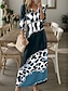 Χαμηλού Κόστους Print Φορέματα-Γυναικεία Καθημερινό φόρεμα Χειμερινό φόρεμα Κοντομάνικο φόρεμα Λεοπάρ Συνδυασμός Χρωμάτων Τσέπη Στάμπα Λαιμόκοψη V Μακρύ Φόρεμα Μάξι Φόρεμα Ημερομηνία Διακοπές Μακρυμάνικο Φθινόπωρο Χειμώνας