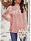 cheap Basic Women&#039;s Tops-Women&#039;s Boho Shirt Lace Shirt Going Out Tops Blouse Plain Sexy Flower Lace Party Holiday Going out Fashion Romantic Sexy Lantern Sleeve Long Sleeve Turtleneck High Neck White Spring &amp; Fall